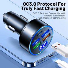 5 USB Port Super Fast Car Charger Adapter For iPhone Samsung Android Cell Phone